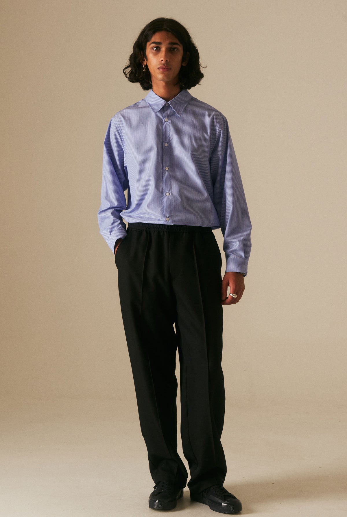 Goodfight Elastic Waist Permapress Trouser Wide Black