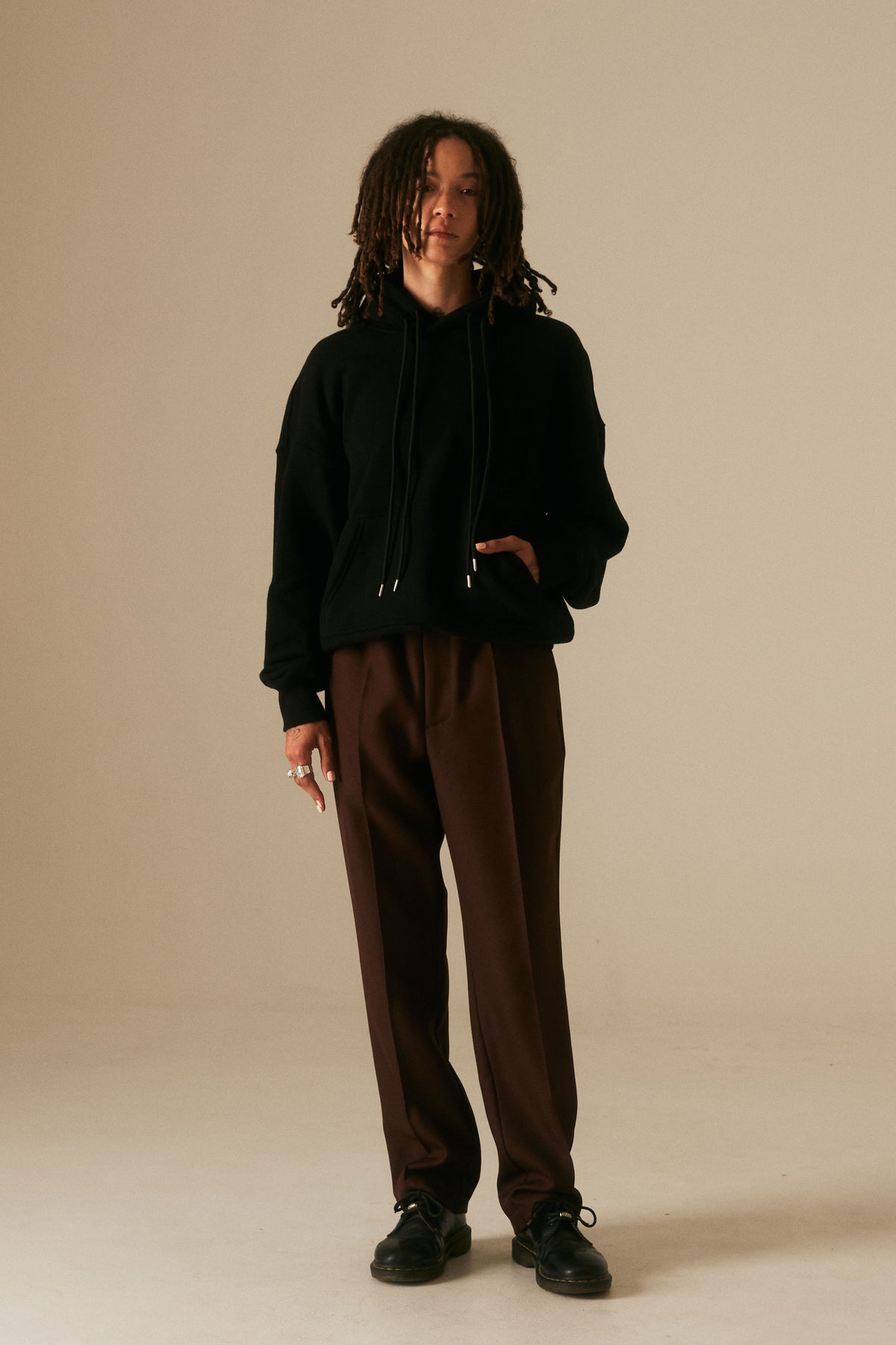 Goodfight Elastic Waist Permapress Trouser Taper Brown
