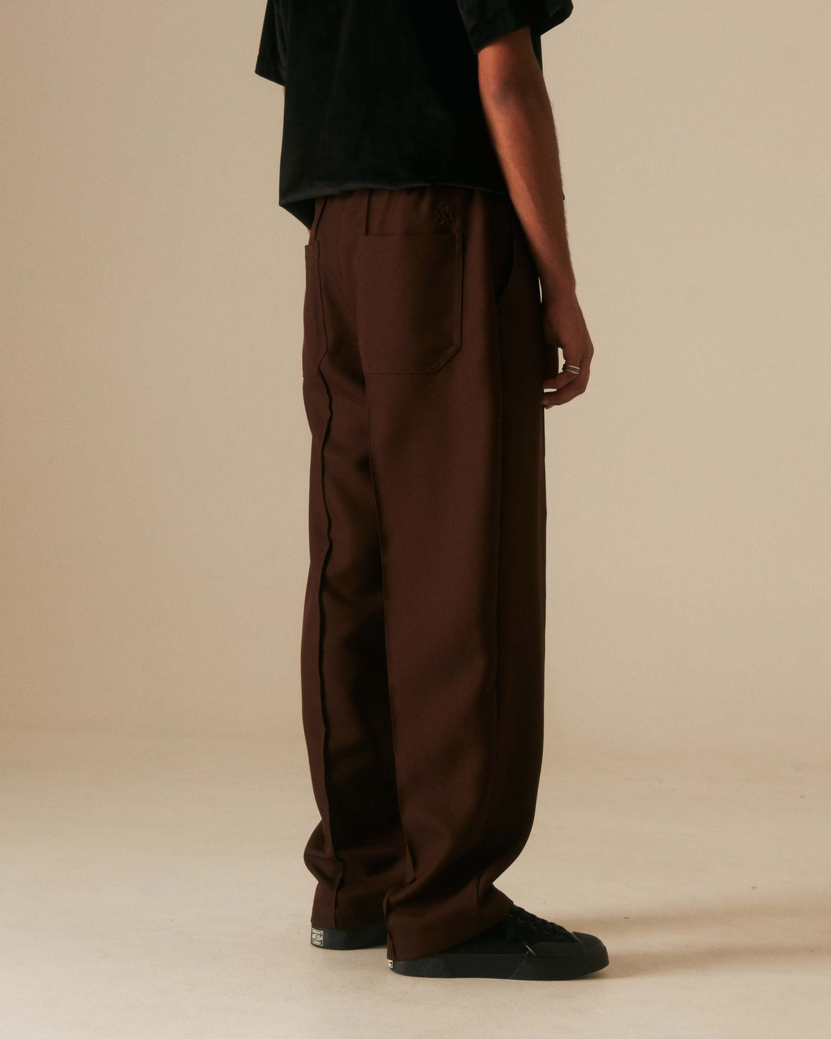 Goodfight Elastic Waist Permapress Trouser Wide Brown