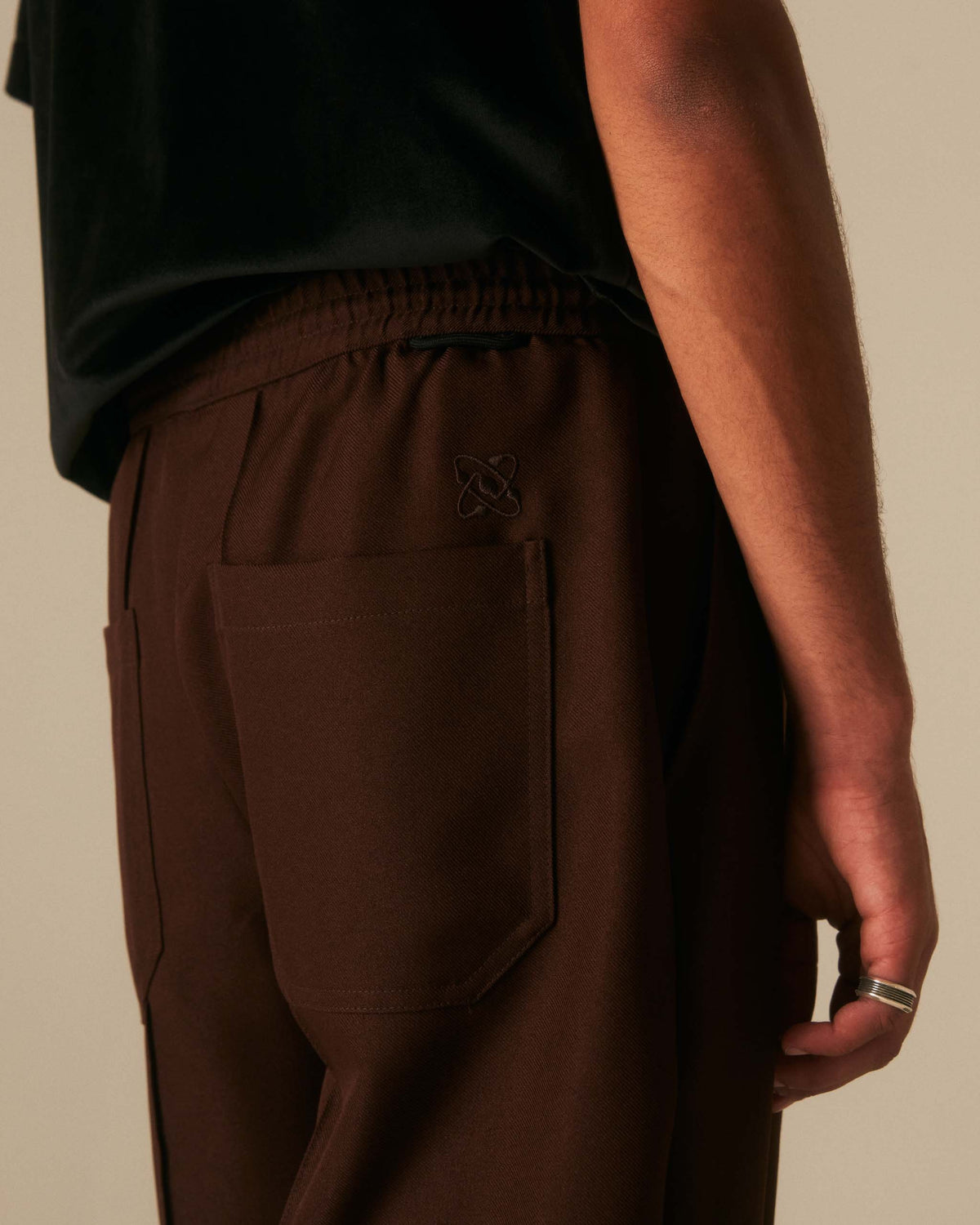 Goodfight Elastic Waist Permapress Trouser Wide Brown