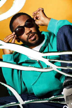 Kaytranada wears the Falsetto Hoodie for GQ