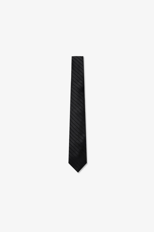 Club Tie Black Satin Pinstripe