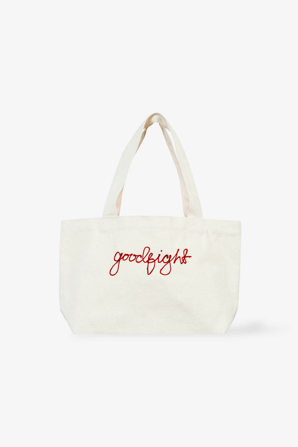 Small Good Tote Chain Stitch Script