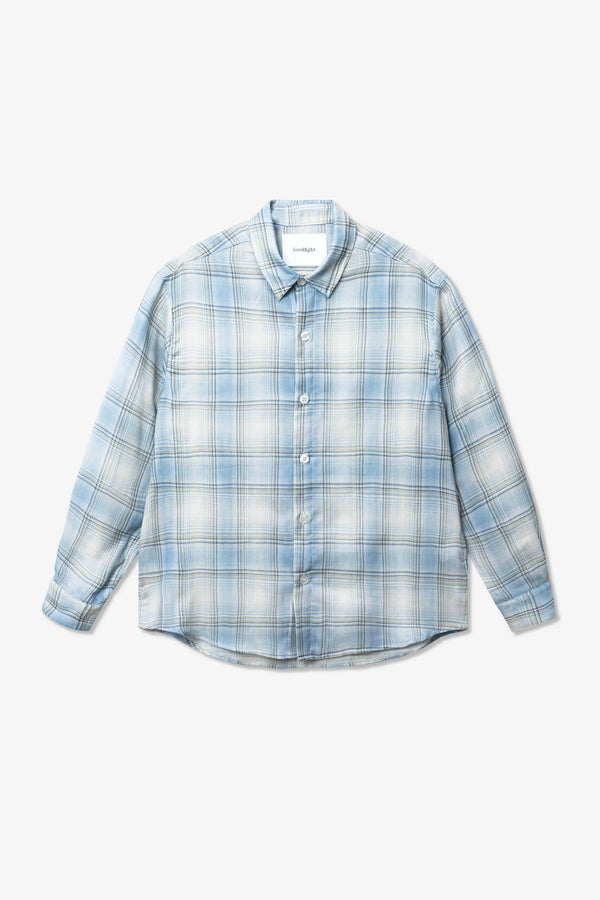City Shirt Organic Double Gauze Blue Plaid