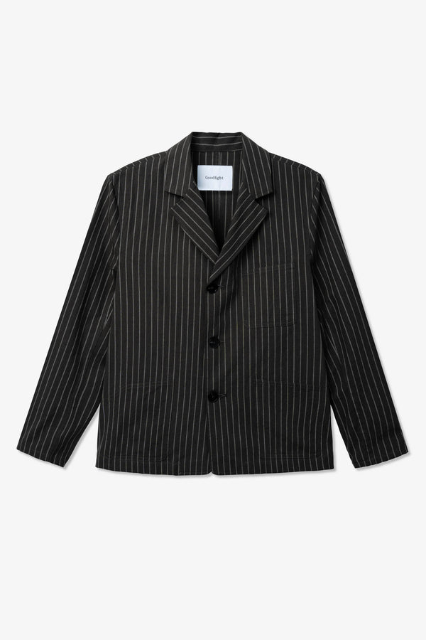 Range Blazer Linen Grey Pinstripe